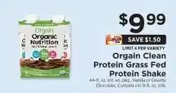 ShopRite Orgain Clean Protein Grass Fed Protein Shake offer