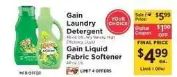 ShopRite Gain Laundry Detergent or Gain Liquid Fabric Softener offer
