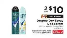 ShopRite Degree Dry Spray Deodorant offer