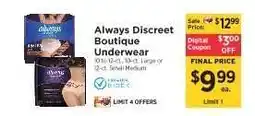 ShopRite Always Discreet Boutique Underwear offer