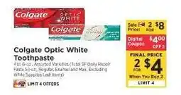 ShopRite Colgate Optic White Toothpaste offer