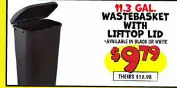 Ollie's 11.3 GAL. WASTEBASKET WITH LIFTTOP LID offer