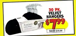 Ollie's 30 PK. VELVET HANGERS offer