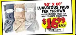 Ollie's LUXURIOUS FAUX FUR THROWS offer