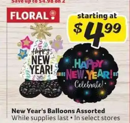 Winn Dixie New Year's Balloons Assorted offer