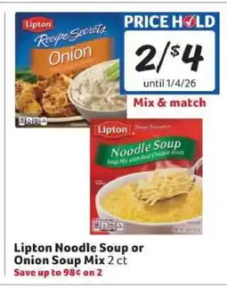 Winn Dixie Lipton Noodle Soup or Onion Soup Mix offer