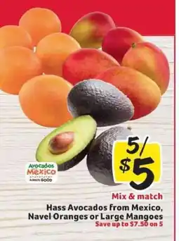 Winn Dixie Hass Avocados from Mexico, Navel Oranges or Large Mangoes offer