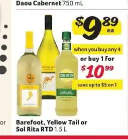 Winn Dixie Barefoot, Yellow Tail or Sol Rita RTD offer