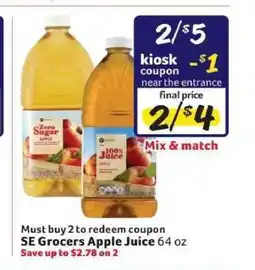 Winn Dixie SE Grocers Apple Juice offer