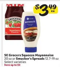 Winn Dixie SE Grocers Squeeze Mayonnaise or Smucker's Spreads offer