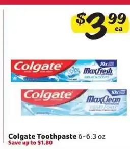 Winn Dixie Colgate Toothpaste offer