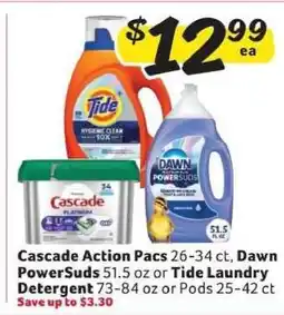 Winn Dixie Cascade Action Pacs, Dawn PowerSuds, Tide Laundry Detergent offer