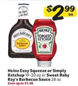 Winn Dixie Heinz Easy Squeeze or Simply Ketchup or Sweet Baby Ray's Barbecue Sauce offer