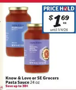 Winn Dixie Know & Love or SE Grocers Pasta Sauce offer