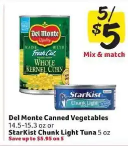 Winn Dixie Del Monte Canned Vegetables or StarKist Chunk Light Tuna offer