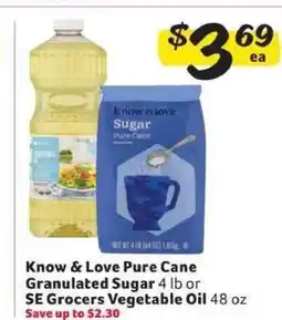 Winn Dixie Know & Love Pure Cane Granulated Sugar or SE Grocers Vegetable Oil offer