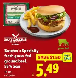 Lidl Butcher's Specialty fresh grass-fed ground beef, 85% lean offer