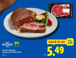Lidl Butcher's Specialty fresh grass-fed sirloin steak offer