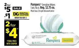 Dollar General Pampers Sensitive Wipes offer