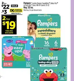 Dollar General Pampers Jumbo Diapers Swaddlers offer