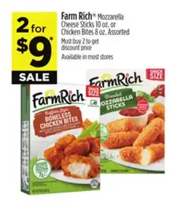 Dollar General Farm Rich Mozzarella Cheese Sticks 10 oz. or Chicken Bites 8 oz offer