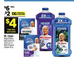 Dollar General Mr. Clean Magic Erasers Ultra Foamy or Thick 3 ct. or Multi-Purpose Cleaner 41 oz offer
