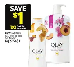Dollar General Olay Body Wash 18-27 oz. or Bar Soap 6 ct offer