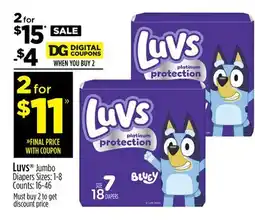 Dollar General Luvs Jumbo Diapers offer