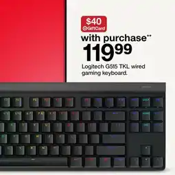 Target Logitech G515 TKL wired gaming keyboard offer