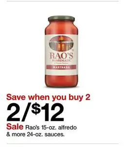 Target Rao's 15-oz. alfredo & more 24-oz. sauces offer
