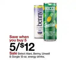 Target Select Alani, Benny, Unwell & Gorgie 12-oz. energy drinks offer