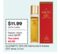 CVS ELIZABETH TAYLOR Diamonds & Rubies EDT spray 3.3 oz offer
