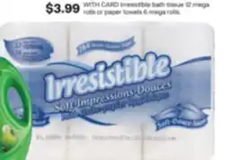 CVS Irresistible bath tissue 12 mega rolls or paper towels 6 mega rolls offer