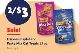 Family Dollar Friskies Playfuls or Party Mix Cat Treats offer