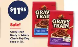 Family Dollar Gravy Train Beefy or Meaty Classic Dry Dog Food offer