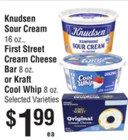 Smart & Final Knudsen Sour Cream, First Street Cream Cheese Bar or Kraft Cool Whip offer
