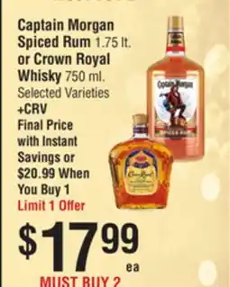 Smart & Final Captain Morgan Spiced Rum or Crown Royal Whisky offer