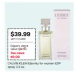 CVS CALVIN KLEIN Eternity for women EDP spray 3.3 oz offer