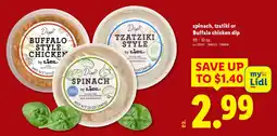 Lidl Spinach, tzatiki or buffalo chicken dip offer