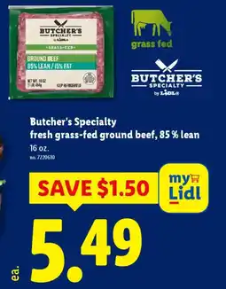 Lidl Butcher's Specialty fresh grass-fed ground beef, 85% lean offer