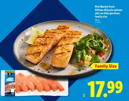 Lidl Fish Market fresh Chilean Atlantic salmon skin on fillet portions, family size offer