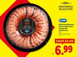 Lidl Lidl Preferred Selection frozen cooked shrimp ring tray with cocktail sauce offer