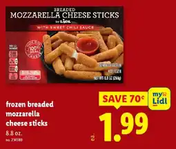 Lidl Frozen breaded mozzarella cheese sticks offer