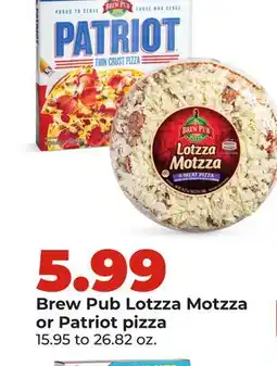 Hy-Vee Brew Pub Lotzza Motzza or Patriot pizza offer