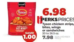 Hy-Vee Tyson chicken strips, bites, wings or sandwiches offer
