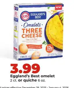 Hy-Vee Eggland's Best omelet 2 ct. or quiche 6 oz offer