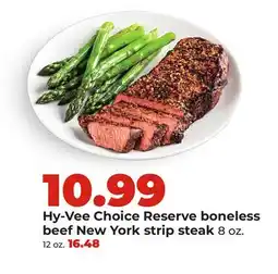 Hy-Vee Hy-Vee Choice Reserve boneless beef New York strip steak offer