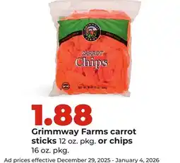 Hy-Vee Grimmway Farms carrot sticks 12 oz. pkg. or chips 16 oz. pkg offer
