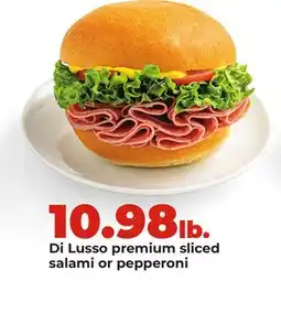 Hy-Vee Di Lusso premium sliced salami or pepperoni offer