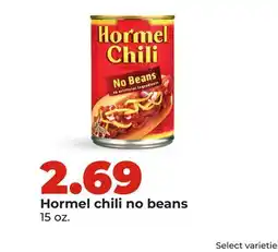 Hy-Vee Hormel chili no beans offer